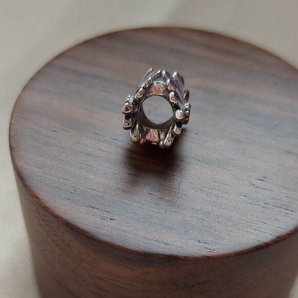 925 Sterling Silver Purple Daisy Flower Charm - Picture 4 of 4